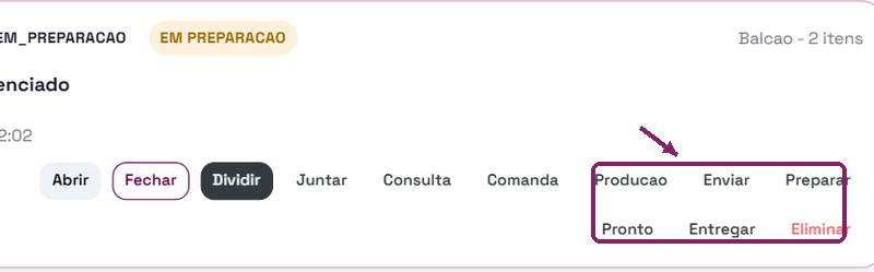 Actualizar os estados da cozinha no POS do ORIUN