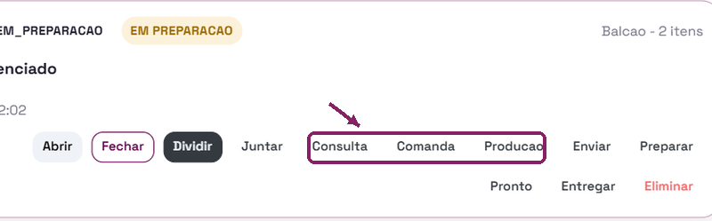 Gerar impressões de consulta, comanda e produção no POS do ORIUN