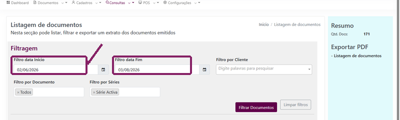Rever filtros e resumo da listagem de documentos no ORIUN