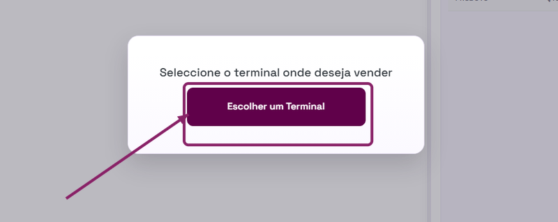 Escolher um terminal antes de iniciar a venda no POS do ORIUN